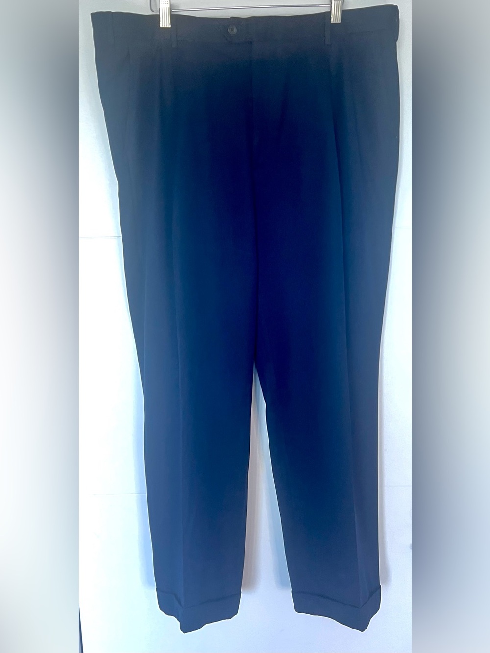 Men's Navy Blue Pleated Dress Pants Cuffed Slacks [Insert Size]